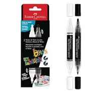 Faber-Castell Marqueurs acryliques Black Edition Shake & Paint, double pointe – Lot 2 Noir/Blanc