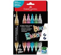 Faber-Castell Marqueurs acryliques 285517 Black Edition Shake & Paint - 6 métalliques double 3/1mm