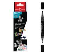 Faber-Castell 285598 Black Edition Shake & Paint Marqueur acrylique, Noir Minuit, Double pointe 3mm & 1mm, Imperméable, Marqueurs acryliques multi-surfaces pour adultes, Couleur vive et durable