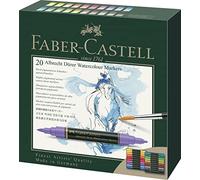 FABER-CASTELL - Marqueurs aquarellables Albrecht Dürer, 20 couleurs | Feutres d'artiste hautement pigmentés à pointe pinceau et pointe fibre pour une application uniforme et précise