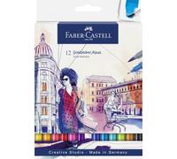 Faber-Castell - Marqueurs Goldfaber Aqua Dual, 12 couleurs | Marqueurs doubles diluables à l'eau avec pointe pinceau et pointe fine pour l'aquarelle et le lettrage