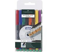 FABER-CASTELL - Marqueurs Multimark Permanent M, 8 couleurs | Encre permanente pour films, CD, verre, plastique et métal