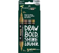Faber-Castell Multimark Lot de 3 marqueurs double acrylique miroir - Fournitures d'art - Marqueurs acryliques à base d'eau - Double extrémité - Pointe grasse et fine - Marqueurs artistiques, stylos de