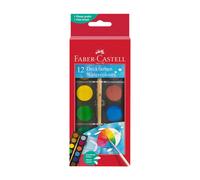 FABER-CASTELL Palette de peinture aquarelle avec pinceau inclus - 12 couleurs