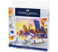 FABER-CASTELL - Peintures aquarelles Creative Studio, 24 tubes de 9 ml | Peintures solubles à haute transparence, kit de peinture comprenant une palette de mélange et des pinceaux pour aquarelle