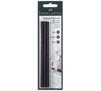 Faber-Castell PITT 117498 Blister de 3 crayons fusain - Sans graisse ni huile