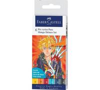 FABER-CASTELL Feutre PITT artist pen Manga Shônen, étui de 6