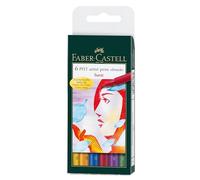 FABER-CASTELL - Pitt Artist Pen Brush, lot de 6 | Pointe pinceau et encre de dessin indélébile pour les croquis, les illustrations et le lettrage à la main