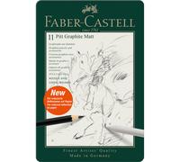 FABER-CASTELL Pitt Graphite Mat Lot de 11 crayons avec accessoires et boîte en métal
