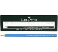 Faber-Castell Polychromos Boîte de 6 crayons de couleur, 152 bleu phtalo moyen, résistant à l'eau et aux taches, mine épaisse de 3,8 mm