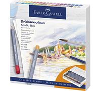 Faber-Castell - Set de 38 crayons aquarellables Goldfaber Aqua Atelierbox | Coffret avec 38 crayons aquarellables, 2 crayons Goldfaber et 1 pinceau rond, pour amateurs et artistes débutants
