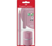FABER-CASTELL 580082 - Set de crayons Jumbo Grip, avec crayon, gomme et taille-crayon triple, rose shadows, sur carte blister