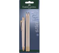 FABER-CASTELL - Set d'écriture Poly Ball Urban Pale Rose, 3 pièces | Avec un stylo à bille XB et 2 crayons de dureté B pour l'école, le bureau et le quotidien