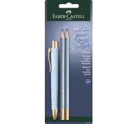 FABER-CASTELL - Set d'écriture Poly Ball Urban Sky Blue, 3 pièces | Avec un stylo à bille XB et 2 crayons de dureté B pour l'école, le bureau et le quotidien