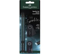 Faber-Castell 118295 - Set d'écriture Sparkle Midnight ocean, avec 2 crayons, 1 gomme et 1 taille-crayon