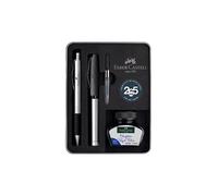 FABER-CASTELL Set Füllhalter Medium und Kugelschreiber Essentio Metall Silber Matt argent