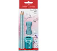 FABER-CASTELL Sparkle Lot de 2 crayons graphite et accessoires irisés - Océan