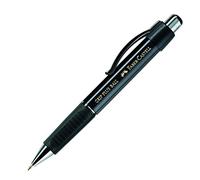 FABER-CASTELL - Stylo à bille GRIP PLUS BALL Noir métallisé, recharge M | Recharge indélébile et zone de préhension ergonomique pour une écriture confortable
