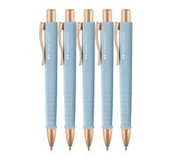 Faber-Castell - Stylo à bille Poly Ball bleu ciel, 5 pièces | Recharge XB interchangeable, indélébile, forme triangulaire ergonomique pour une écriture confortable