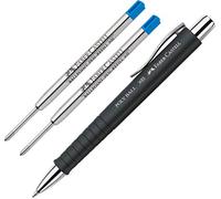 Faber-Castell - Stylo bille Poly Ball XB (noir + 2 mines bleues)