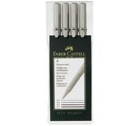 Faber-Castell Stylos-feutres ECCO-PIGMENT – Lot de 4, résistants à l'eau, noir, 0,1/0,3/0,5/0,7 mm