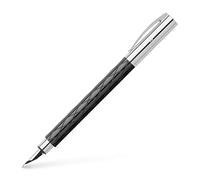 FABER-CASTELL - Stylo plume Ambition Rhombus Noir Argent, plume M | Stylo plume avec corps en résine précieuse guillochée, plume en acier inoxydable et système de conversion à cartouche