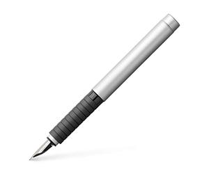 FABER-CASTELL - Stylo plume Essentio métal mat, plume F, argent | Corps métallique chromé mat avec zone de préhension ergonomique et souple