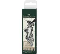 FABER-CASTELL - Stylos à encre Pitt Artist Pen, 4 épaisseurs, noir | Encre de dessin résistante à l'eau et à la lumière avec pointes Fude, Brush et Fineliner