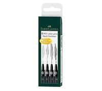 Faber-Castell Feutre PITT artist pen – lot de 4 (M, F, S, XS) – encre de Chine – noir