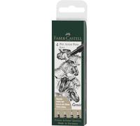 Faber-Castell Feutre PITT artist pen – lot de 4 (M, F, S, XS) – encre de Chine – noir