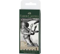 FABER-CASTELL - Stylos à encre Pitt Artist Pen, 6 épaisseurs, noir | Encre de dessin résistante à l'eau et à la lumière, pour croquis et illustrations
