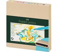 FABER-CASTELL - Stylos à encre Pitt Artist Pen Brush, de 12 pièces | Encre de dessin résistante à l'eau et à la lumière, stylos-pinceaux pour illustrations et projets créatifs