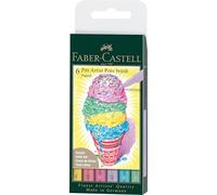 FABER-CASTELL - Stylos à encre Pitt Artist Pen Brush Pastel, 6 couleurs | Encre de dessin résistante à l'eau et à la lumière, stylos-pinceaux pour illustrations et projets créatifs