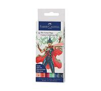 Faber-Castell Feutres PITT Artist Pen Comic – pointe pinceau – étui de 6 couleurs