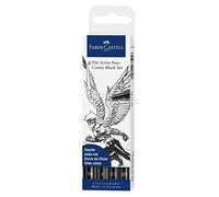 Faber-Castell Feutres PITT Artist Pen Comic Noir – Étui de 4 feutres