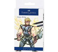 Faber-Castell - Stylos à encre Pitt Artist Pen Comic Set, lot de 11 | Avec 5 stylos à encre, 3 crayons aquarellables et des accessoires pour le dessin de bandes dessinées