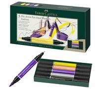 Faber-Castell 162006 - Stylos à encre Pitt Artist Pen Dual, 5 marqueurs à double pointe - pointe pinceau et pointe fibre - set de feutres Fashion