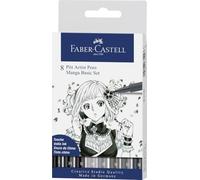 FABER-CASTELL - Stylos à encre Pitt Artist Pen Manga, 8 stylos | Encre de dessin noire et grise, résistante à l'eau et à la lumière, pour le manga, les croquis et les illustrations