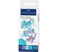 Faber-Castell Feutre PITT Artist Pen Lettering, nuances de bleu, étui de 6