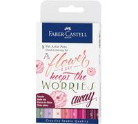 Faber-Castell Feutre PITT Artist Pen – Hand Lettering, encre India – Étui de 8, nuances de rose