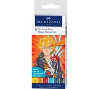 FABER-CASTELL Feutre PITT artist pen Manga Shônen, étui de 6