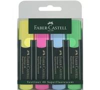 Faber-Castell 154804 - Surligneur TL 48, étui de 4 pièces, couleurs néon, pointe biseautée longue durée, largeur de trait 1 - 5 mm, rechargeable