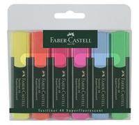 Faber-Castell 154806 - Set de surligneurs TL 48, étui de 6 pièces, couleurs néon, pointe biseautée longue durée, largeur de trait 1 - 5 mm, rechargeable