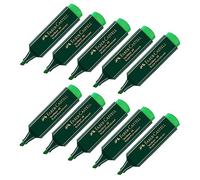 Faber-Castell - Surligneurs Textliner 48, vert fluo, lot de 10 | Surligneurs rechargeables à forte luminosité pour l'école, les études et le bureau