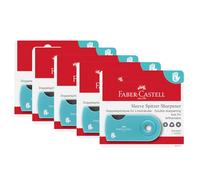 FABER-CASTELL - Taille-crayons pour gauchers Sleeve turquoise, lot de 5 | Taille-crayons double avec réservoir pour gauchers, taille-crayons pour crayons à mine et crayons de couleur
