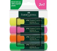 FABER-CASTELL Textliner Lot de 4 surligneurs - Jaune, orange, rose et bleu