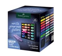 Faber-Castell Set de surligneurs 254602 – 24 pièces pastel, néon et métalliques, pointe biseautée
