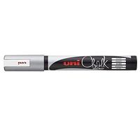 Faber-Castell uni-ball 186211 - Marqueur fenêtre & craie UNI CHALK PWE-5M, 1,8 - 2,5 mm, pointe ogive, argenté