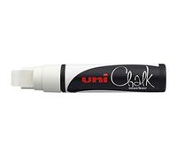 Faber-Castell Uni-Ball 186601 - Marqueur pour fenêtres et Craie UNI Chalk PWE-17K 15 mm, avec Pointe biseautée Large, Blanc