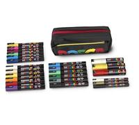 Faber-Castell uni-ball 205088 - POSCA Marker Set XXL, 24 crayons POSCA et une pochette ventrale, pour le travail, les loisirs et les hobbies